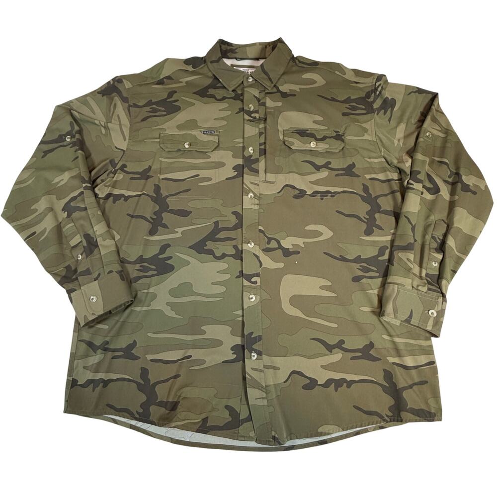 Poncho Outdoors Original Long Sleeve Shirt Dark Green Camo Men Regular Fit XL